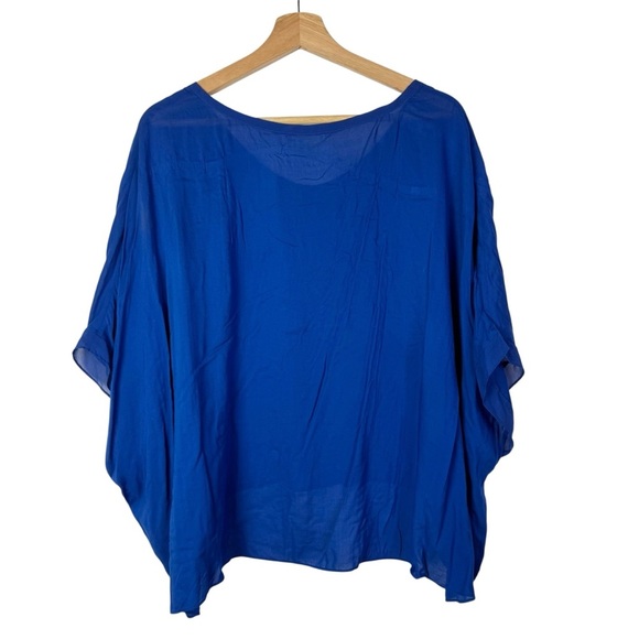 Helmut Lang Royal Blue Scoop Neck Dolman Short Sleeve Blouse S - Picture 2 of 5
